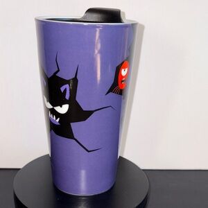 David’s Tea Halloween “Monsters To Go” Ceramic Tumbler Travel Mug Plastic Lid